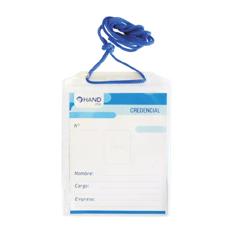 PORTA CREDENCIAL VERTICAL CON CINTA 85X110MM HAND — Hand