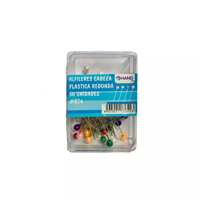 ALFILERES CABEZA PERLA, COLORES SURTIDOS 50 UNIS HAND — Hand