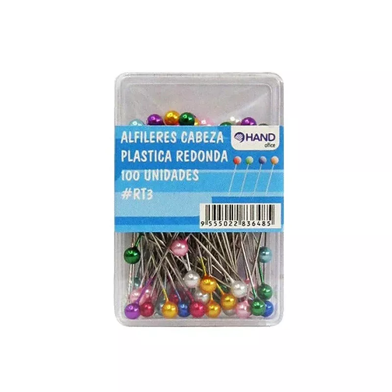 ALFILERES CABEZA PERLA, COLORES SURTIDOS 100 UNIS HAND — Hand