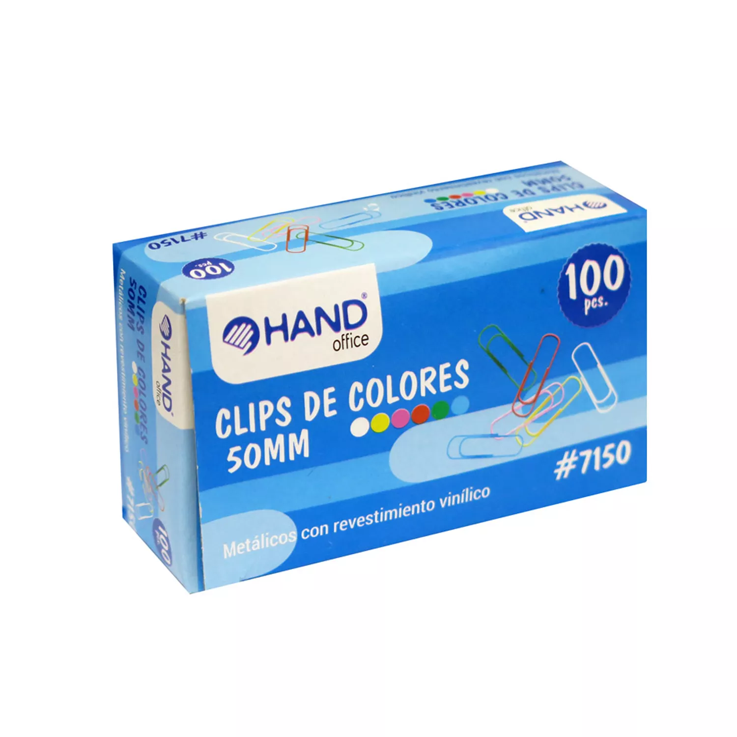 CLIP COLORES PUNTA REDONDA 50MM 100 UNIS HAND — Hand