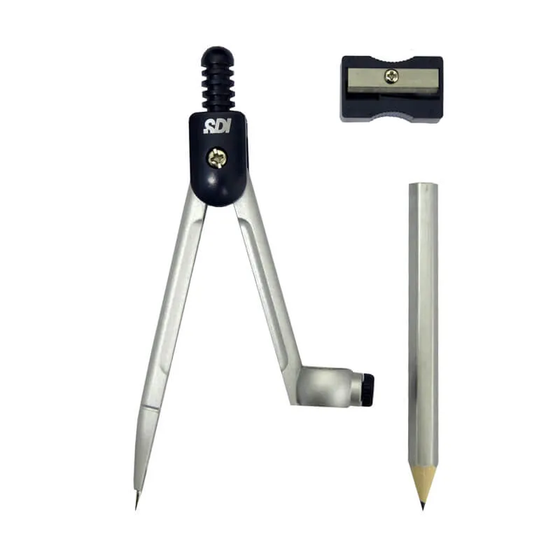 COMPAS ESCOLAR METAL LAPIZ ESTUCHE 3 PIEZAS — SDI