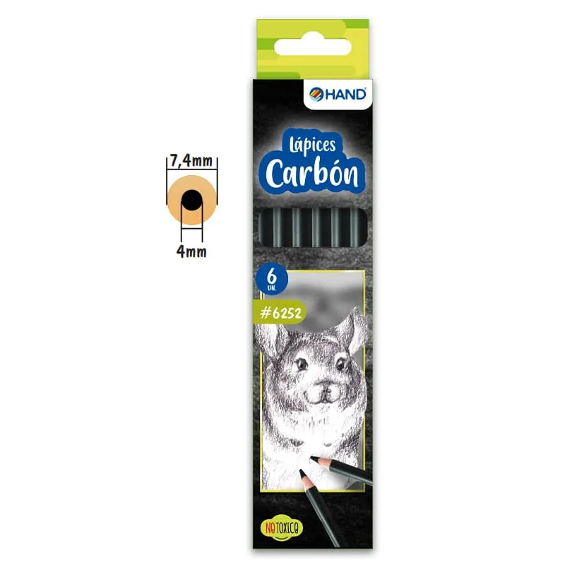 LAPICES CARBON 2/M 2/H 6UNIS REDONDO HAND — Hand