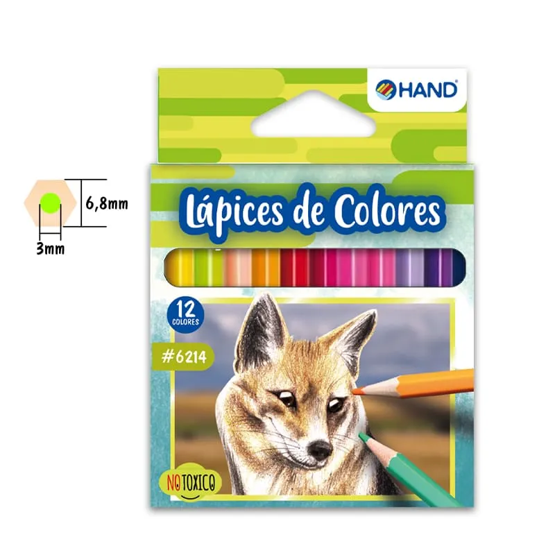 LAPICES 12 COLORES CORTO HEXAGONAL HAND — Hand