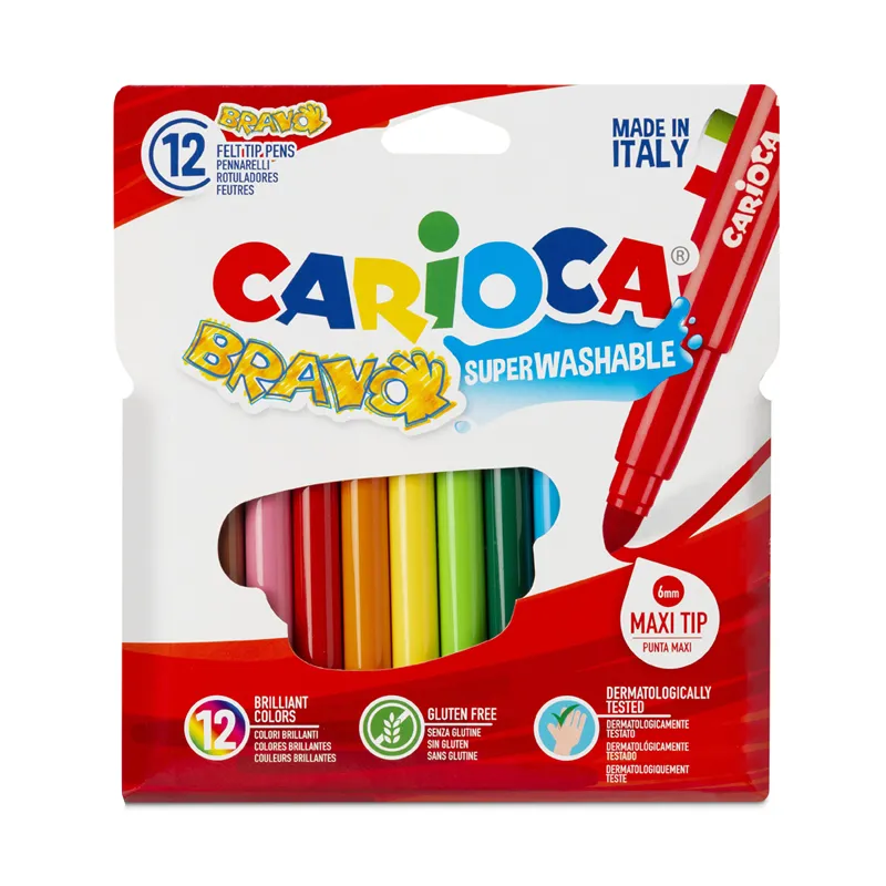PLUMONES BRAVO 12 COLORES CARIOCA — Carioca