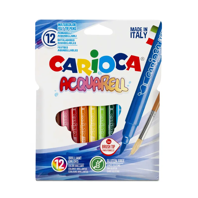 PLUMONES ACQUARELL 12 COLORES CARIOCA — Carioca