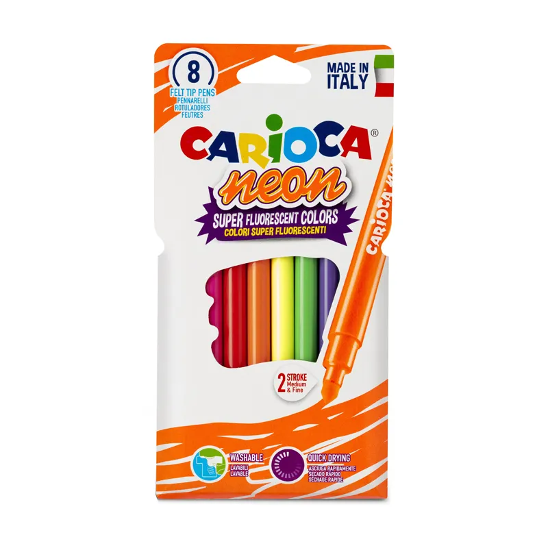 PLUMONES NEON 8 COLORES CARIOCA — Carioca