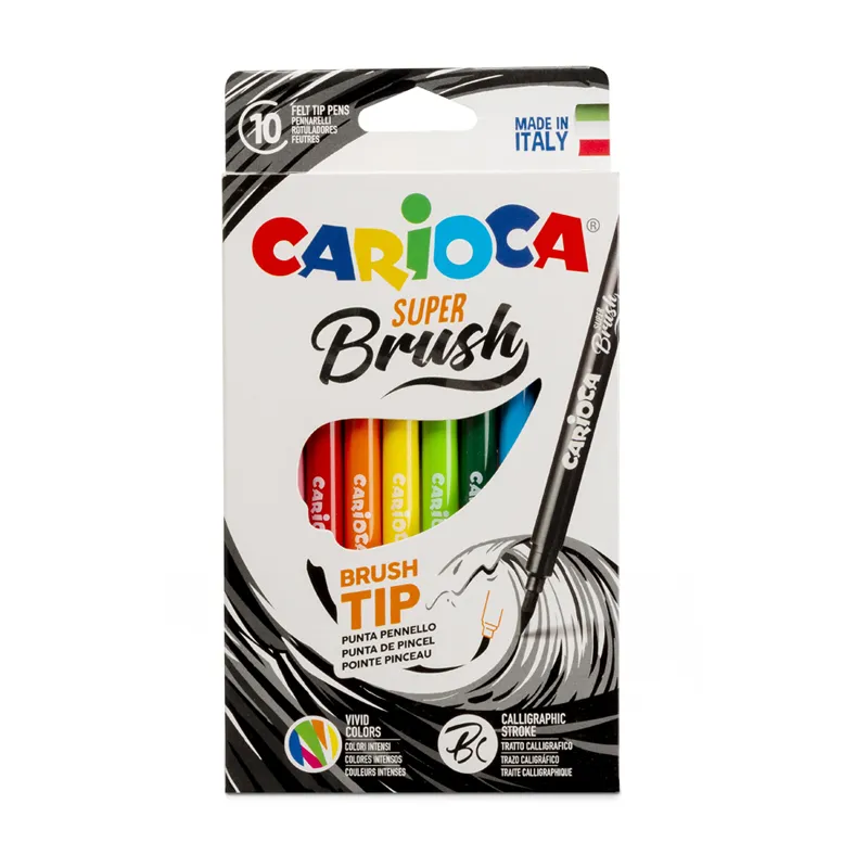 PLUMONES SUPER BRUSH 10 COLORES CARIOCA — Carioca
