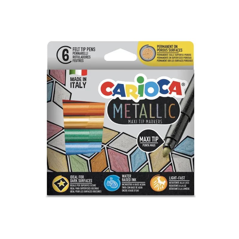 PLUMONES METALLIC MAXI 6 COLORES CARIOCA — Carioca