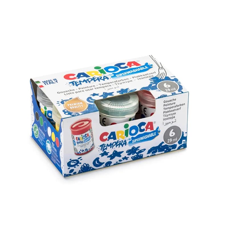 TEMPERA EN FRASCO 25ML 6 COLORES CARIOCA — Carioca