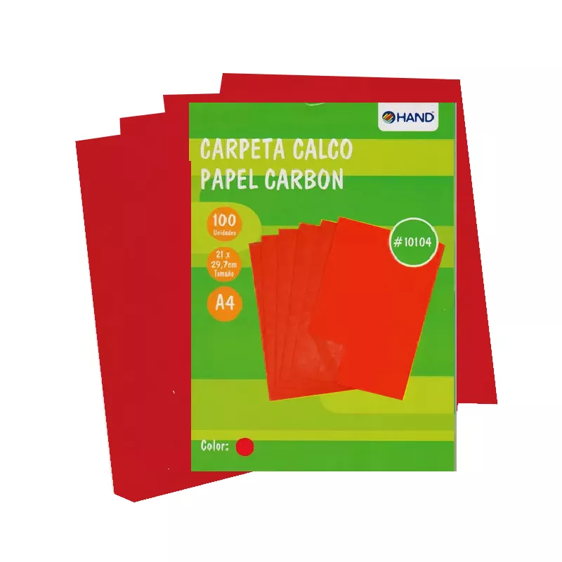 ESTUCHE PAPEL CALCO A4 100HJS ROJO HAND — Hand