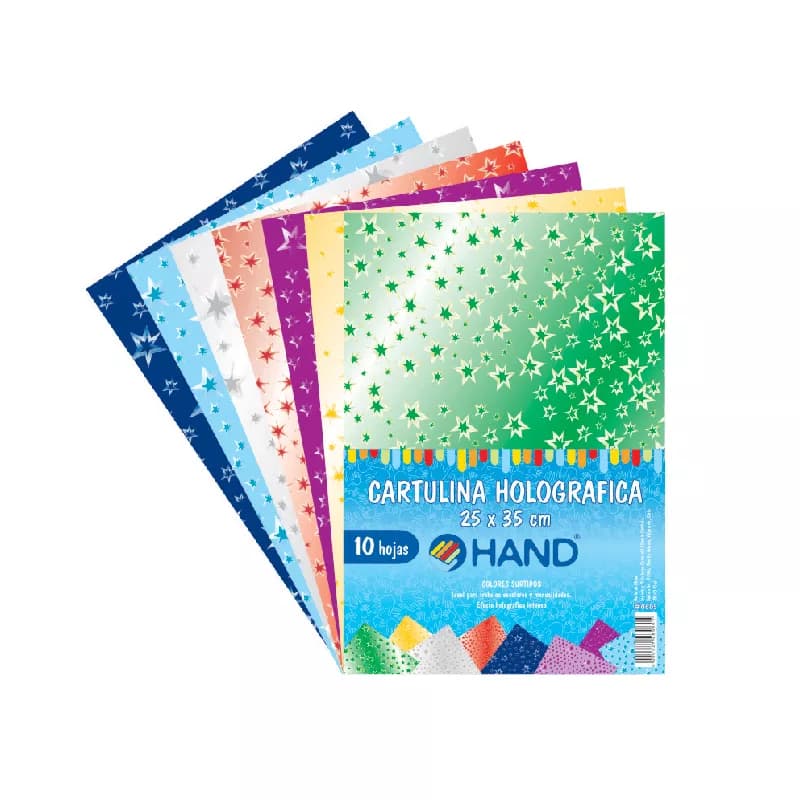ESTUCHE CARTULINA HOLOGRAFICA 10 HOJAS — Hand