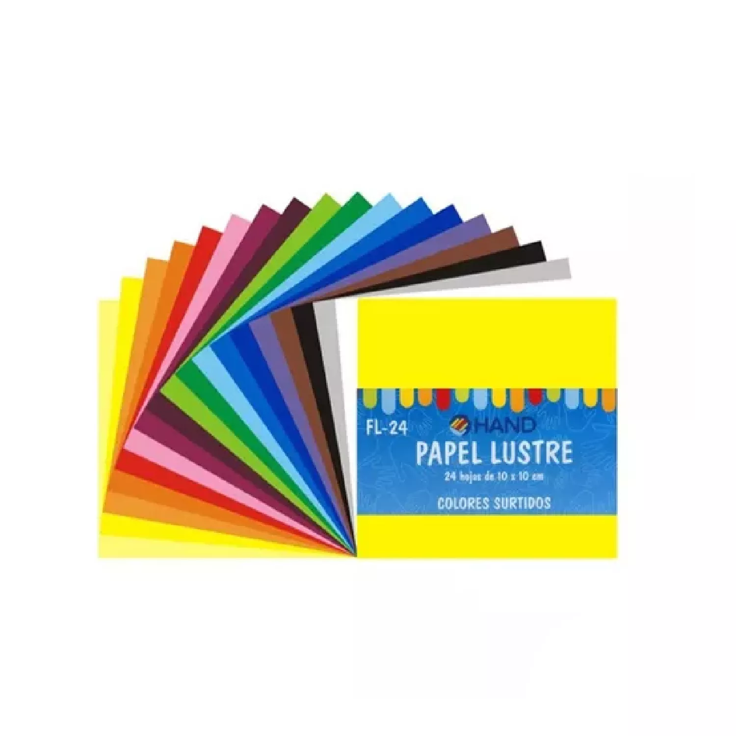 PAPEL LUSTRE 24 HOJAS 10X10CM HAND — Hand