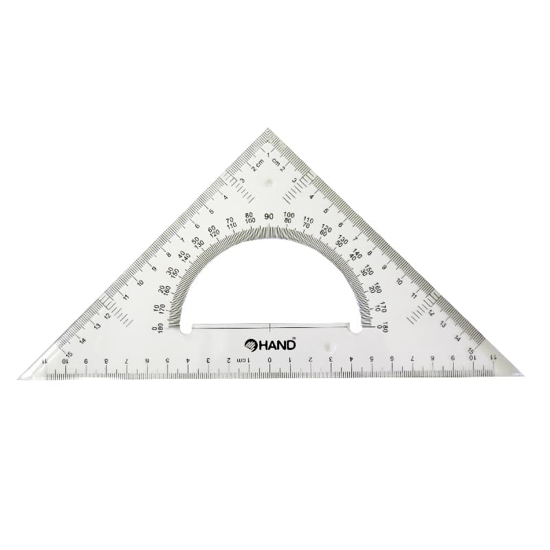 ESCUADRA C/TRANSPORTADOR 45° 25CMS HAND — Hand