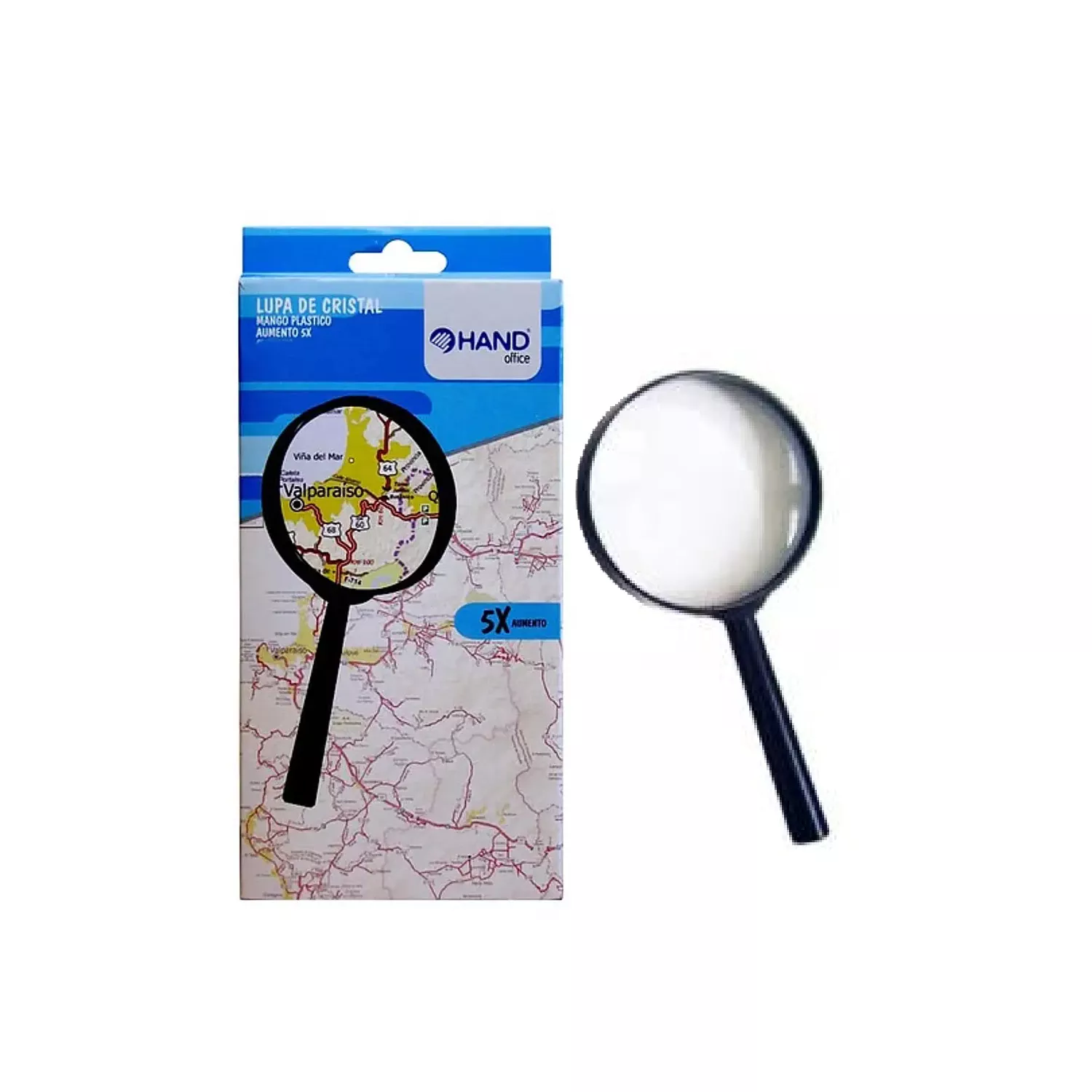 LUPA CRISTAL AUMENTO 5X 80MM HAND — Hand