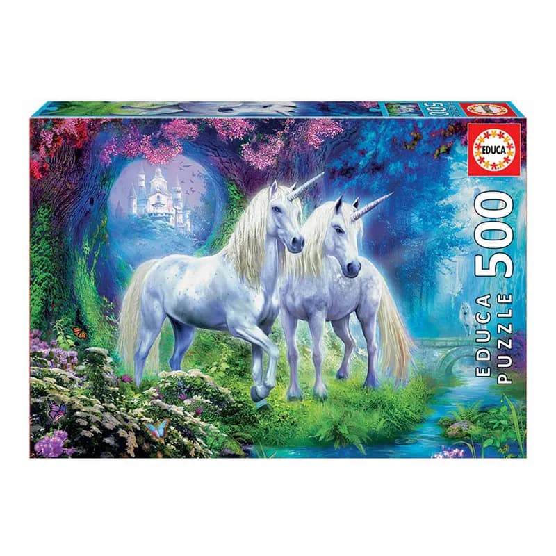 Imagen de PUZZLE 500 PCS 48x34cm UNICORNIOS EN EL BOSQUE