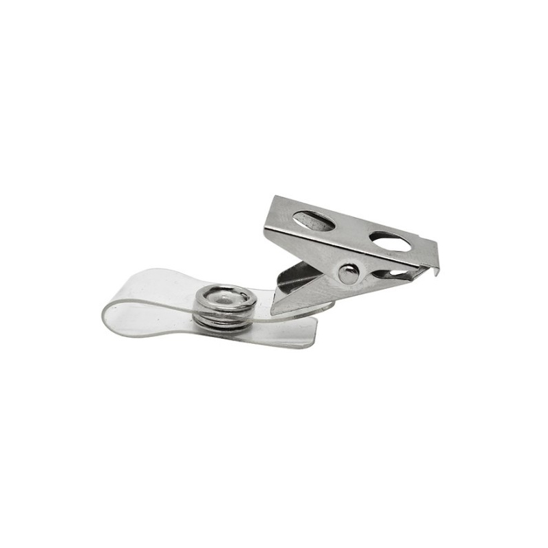 CLIP PLASTICO CON BROCHE METALICO PARA PORTA CREDENCIAL AZUL HAND — Hand