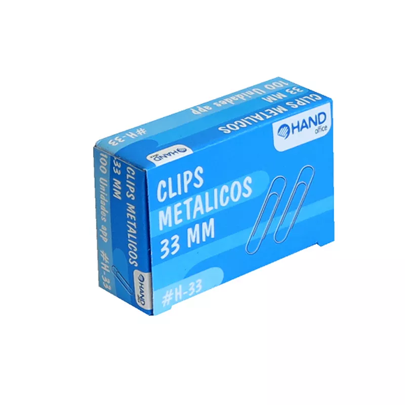 CLIP METALICO PUNTA REDONDA 33MM 100 UNIS HAND — Hand