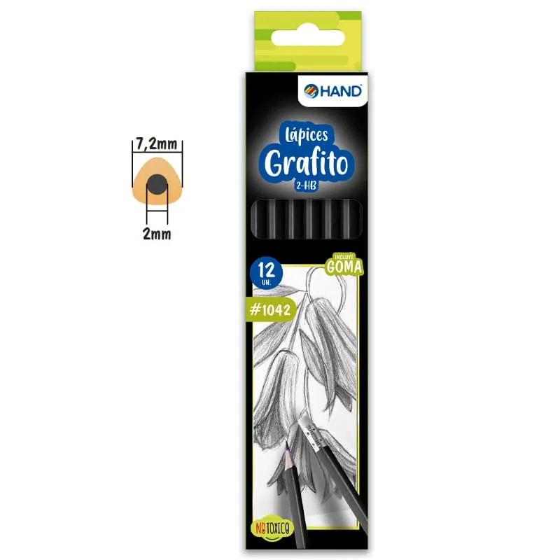LAPICES GRAFITO 2HB C/GOMA 12UNIS TRIANGULAR HAND — Hand