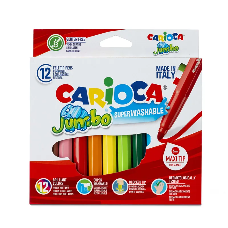 PLUMONES JUMBO 12 COLORES CARIOCA — Carioca
