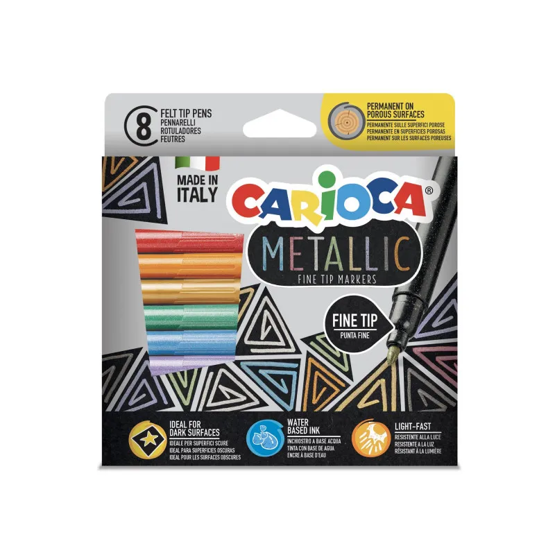 PLUMONES METALLIC FINA 8 COLORES CARIOCA — Carioca