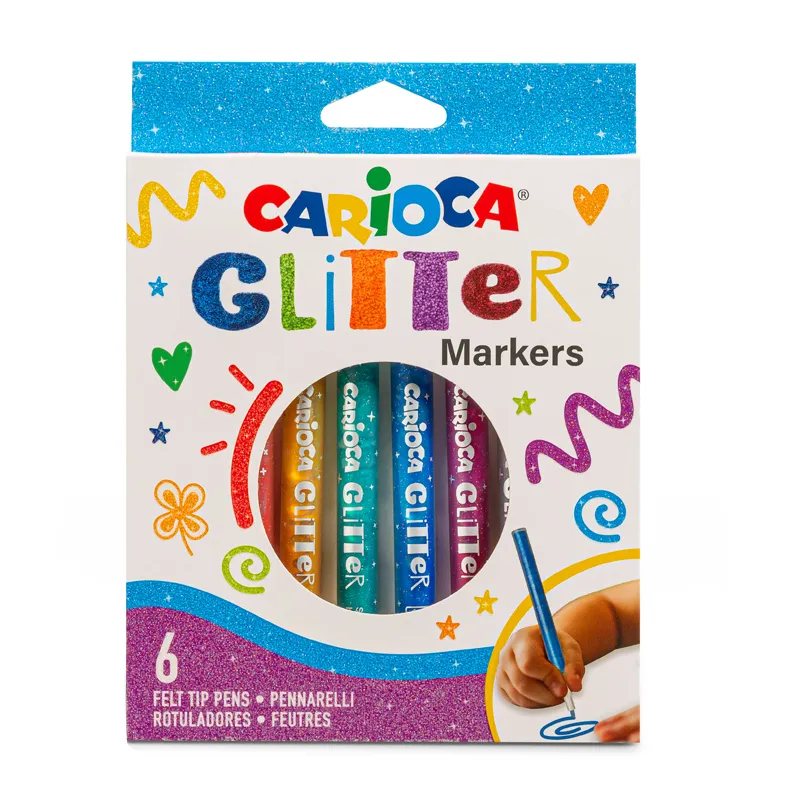 PLUMONES GLITTER 6 COLORES CARIOCA — Carioca