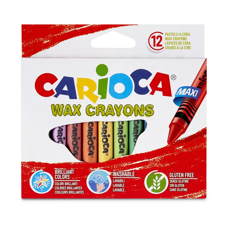 CRAYON CERA JUMBO 12 COLORES CARIOCA — Carioca
