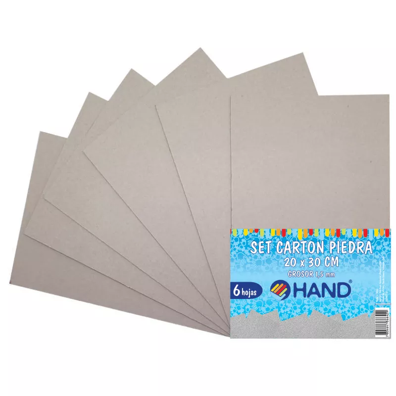 CARTON PIEDRA GRIS 1, 5MM 20X30CM 6 HOJAS — Hand