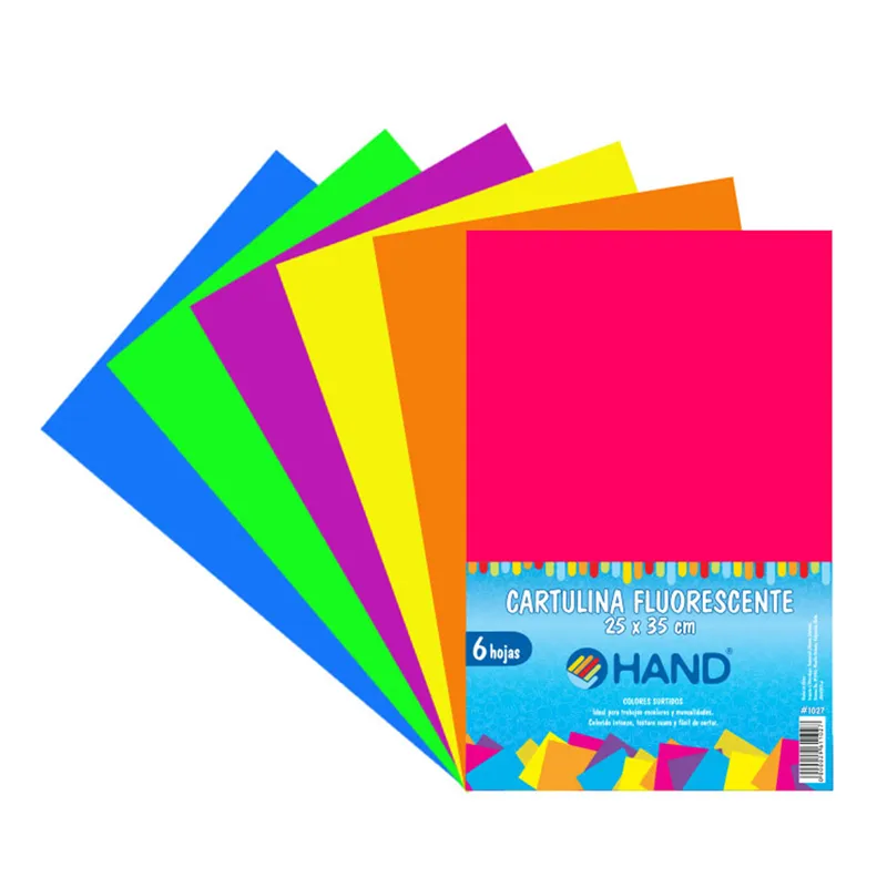 CARTULINA FLUORESCENTE 25X35CM 220GM 6 COLORES — Hand