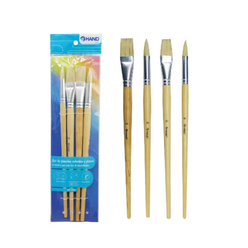 SET 4 PINCELES REDON/PLANO MADERA HAND — Hand
