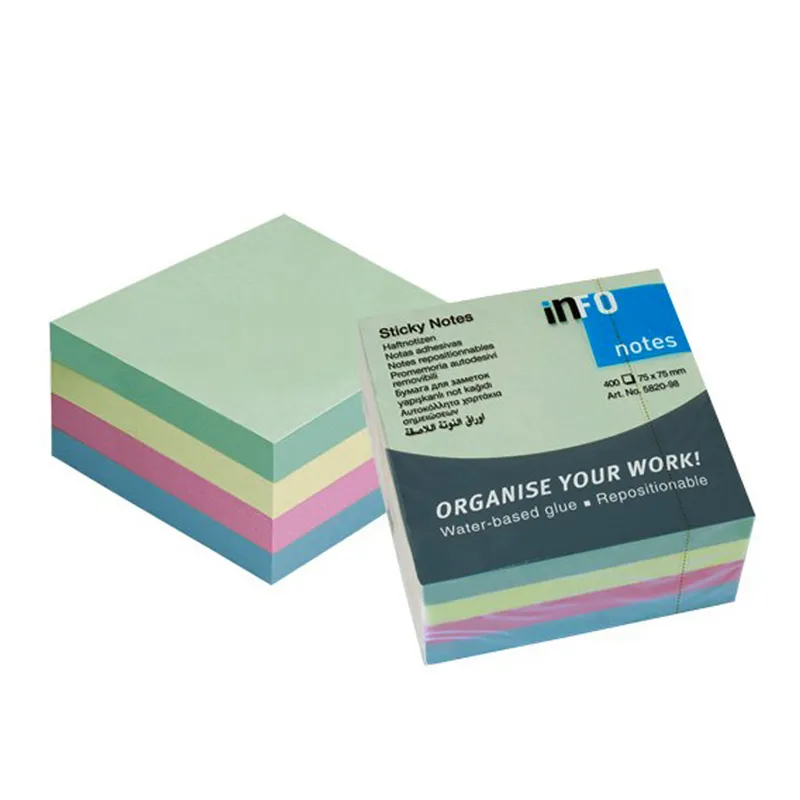 NOTAS ADHESIVAS 400HJ PASTEL 75X75MM INFO NOTES — Info Notes