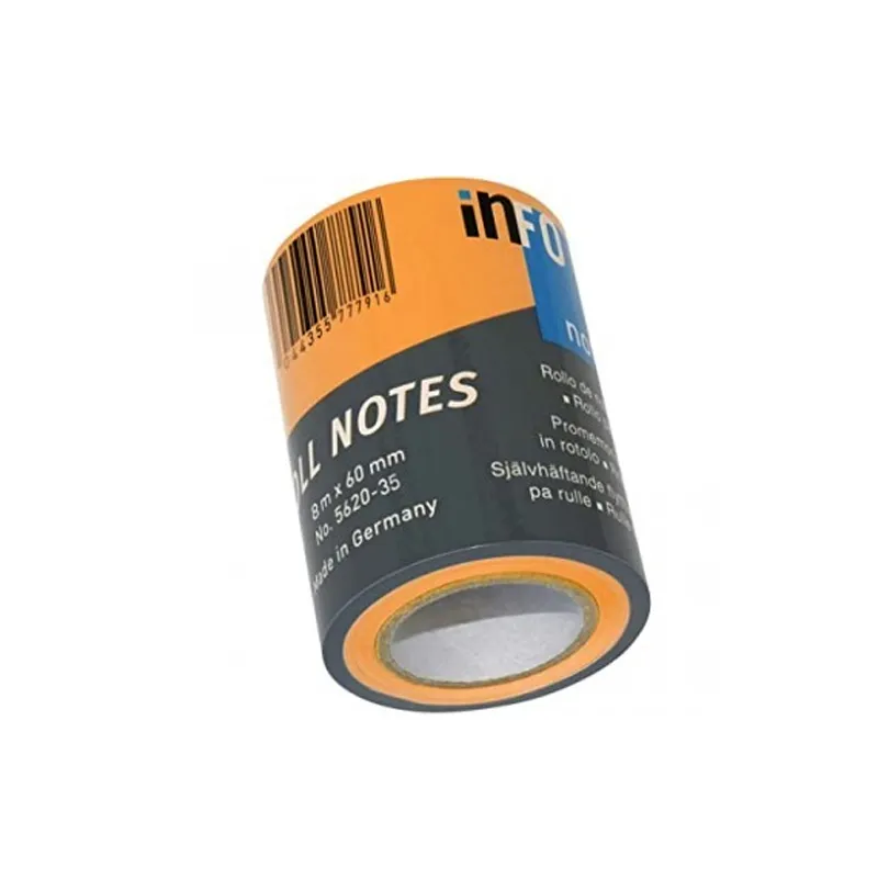 NOTA ADHESIVA ROLLO NARANJO 60MM X 8MT INFO NOTES — Info Notes