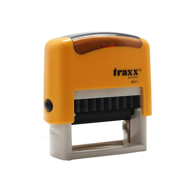 SELLO AUT 38X14MM NEGRA, COLOR AMARILLO TRAXX — Traxx