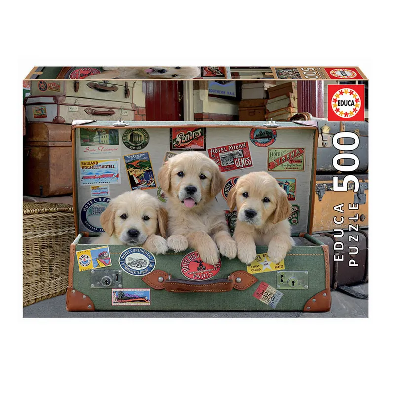 PUZZLE 500 PCS 48X34CM CACHORROS EN EL EQUIPAJE — Educa Borras