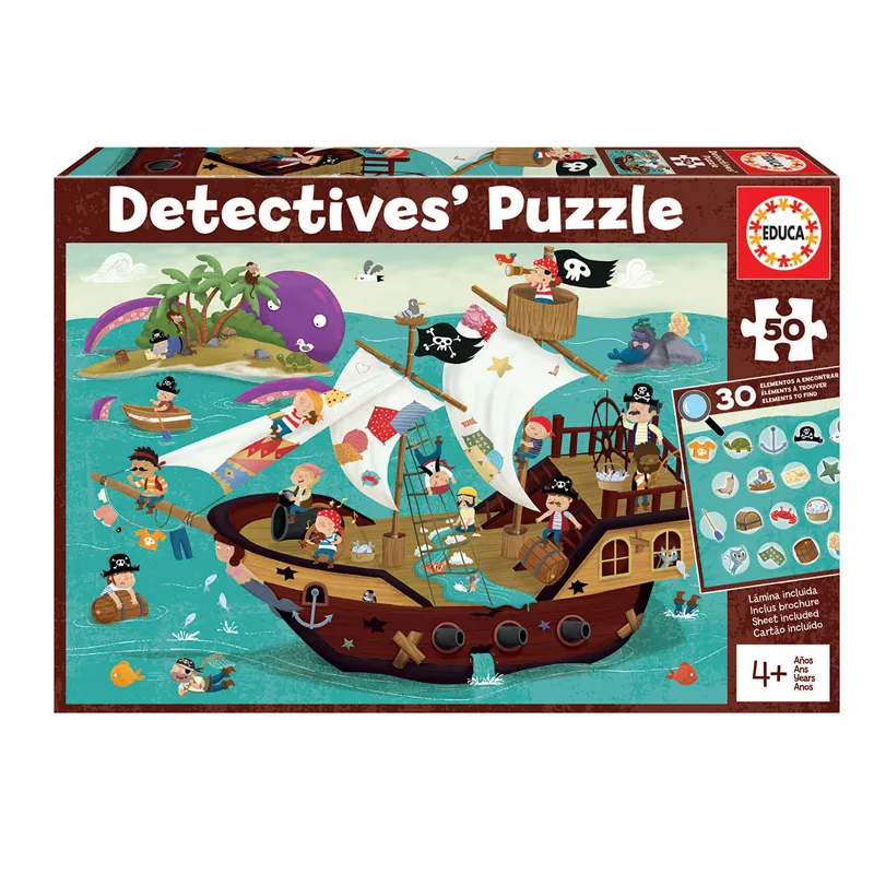 PUZZLE DETECTIVE 50 PCS 4+ BARCO PIRATA — Educa Borras